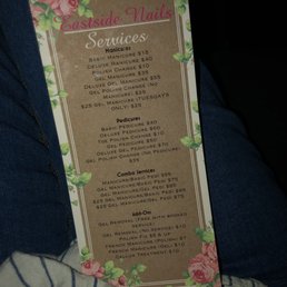 Menu of prices and services