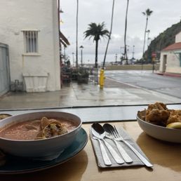 Cioppino and fish and chips Cioppino and fish and chips