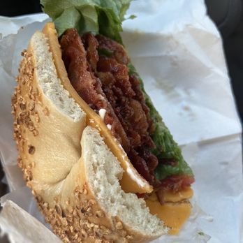 Bethesda Bagels - BLT with cheddar on a sesame bagel ! - Breakfast & Brunch Near Me - Washington, DC, District of Columbia