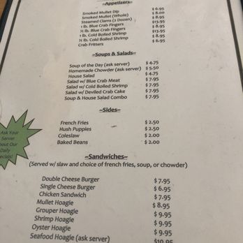 Robinson's Seafood - Menu part 2 - Seafood Near Me - Cedar Key, Florida