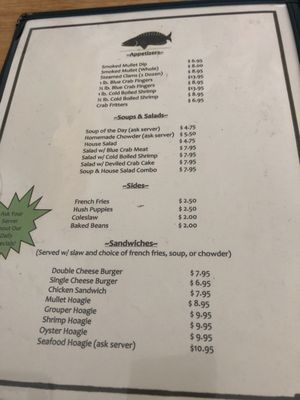 Menu photo 1 Robinson's Seafood Cedar Key, FL