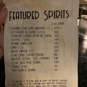 The Blind Finch - Menu - Speakeasies Near Me - Spring, Texas