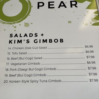 Asian Pear - Menu - Korean Near Me - Albuquerque, New Mexico
