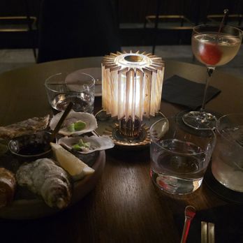 Musaek - Oysters and tomato and kimchi cocktail + Korean pear and gochujang cocktail - Korean Near Me - New York, New York Musaek - Oysters and tomato and kimchi cocktail + Korean pear and gochujang cocktail - Korean Near Me - New York, New York
