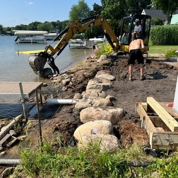Caledonia Excavating - The Caledonia Excavating crew working to make our shoreline beautiful! - Excavation Services Near Me - Caledonia, Michigan Caledonia Excavating - The Caledonia Excavating crew working to make our shoreline beautiful! - Excavation Services Near Me - Caledonia, Michigan
