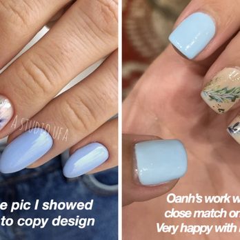 Luxury Nails Spa - Left: Google photo I showed to salon that I wanted this design -- Right: Oanh's best work on copying the design - Nail Salons Near Me - San Jose, California