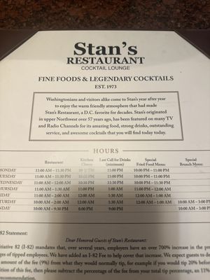 Menu photo 1 Stan's Restaurant & Bar Washington, DC, DC Menu photo 1 Stan's Restaurant & Bar Washington, DC, DC