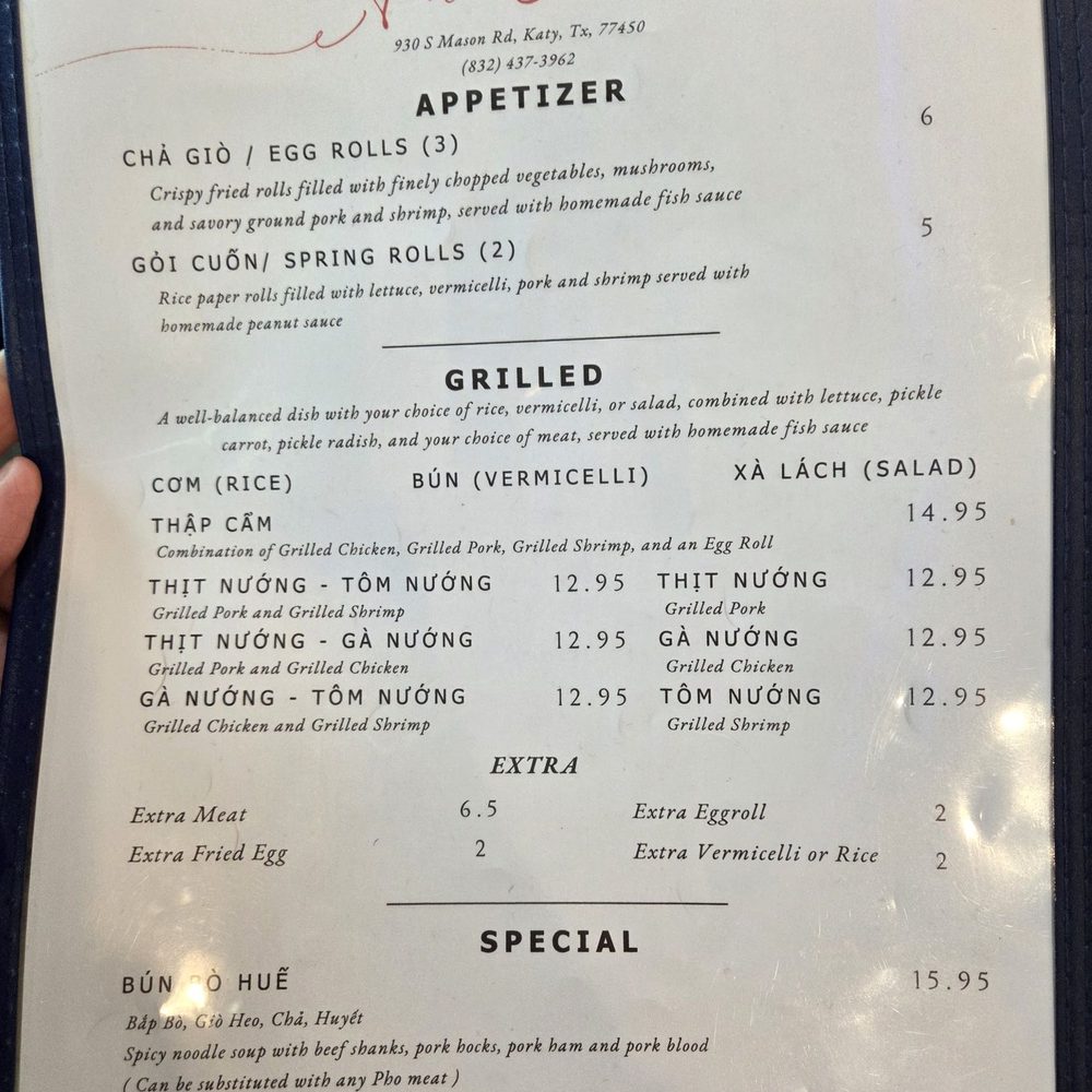 Pho Dien - Katy - Menu as of 04/2026 - Vietnamese Near Me - Katy, Texas