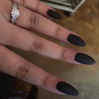 Harlem Nail Spa - Cute almond shape w/ matte black polish! - Waxing Near Me - Berwyn, Illinois
