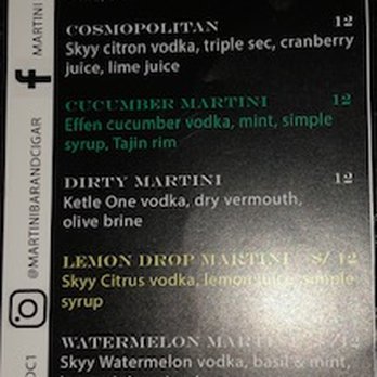 Martini Bar & Cigar - the menu - Cigar Bars Near Me - Houston, Texas Martini Bar & Cigar - the menu - Cigar Bars Near Me - Houston, Texas