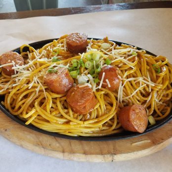 Crawfish Cave - Garlic noodles with sausages - Cajun/Creole Near Me - Fullerton, California Crawfish Cave - Garlic noodles with sausages - Cajun/Creole Near Me - Fullerton, California