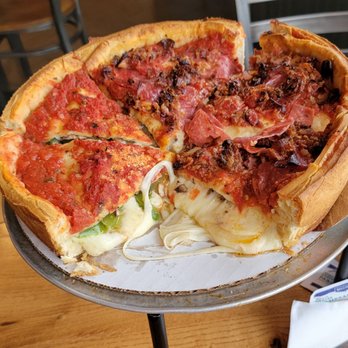 Giordano's - Half Sausage Special and Half Bacon and Salami - Pizza Near Me - Rosemont, Illinois