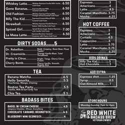 Red White and Badass Brew - Menu