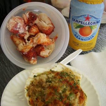 James Hook & Co - Lobster meat, cocktail sauce and a stuffed scallop - Seafood Near Me - Boston, Massachusetts James Hook & Co - Lobster meat, cocktail sauce and a stuffed scallop - Seafood Near Me - Boston, Massachusetts