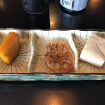 Kizuna - Free appetizer. Kabocha, Renkon and tofu. The renkon in the middle is like a potato chip! Never had one before! - Japanese Curry Near Me - San Jose, California Kizuna - Free appetizer. Kabocha, Renkon and tofu. The renkon in the middle is like a potato chip! Never had one before! - Japanese Curry Near Me - San Jose, California