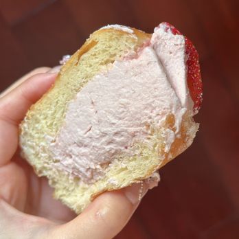 the BAKERY - Strawberry Milk Donut (cut in half) - Patisserie/Cake Shop Near Me - Buena Park, California the BAKERY - Strawberry Milk Donut (cut in half) - Patisserie/Cake Shop Near Me - Buena Park, California