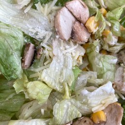 a closeup of a salad with mushrooms and lettuce a closeup of a salad with mushrooms and lettuce