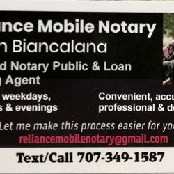 Reliance Mobile Notary - My business card