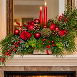 Miss Daisy's Floral & Event Decor - Our beautiful Christmas centerpiece is perfect for a table or mantel, bringing festive charm to any space.