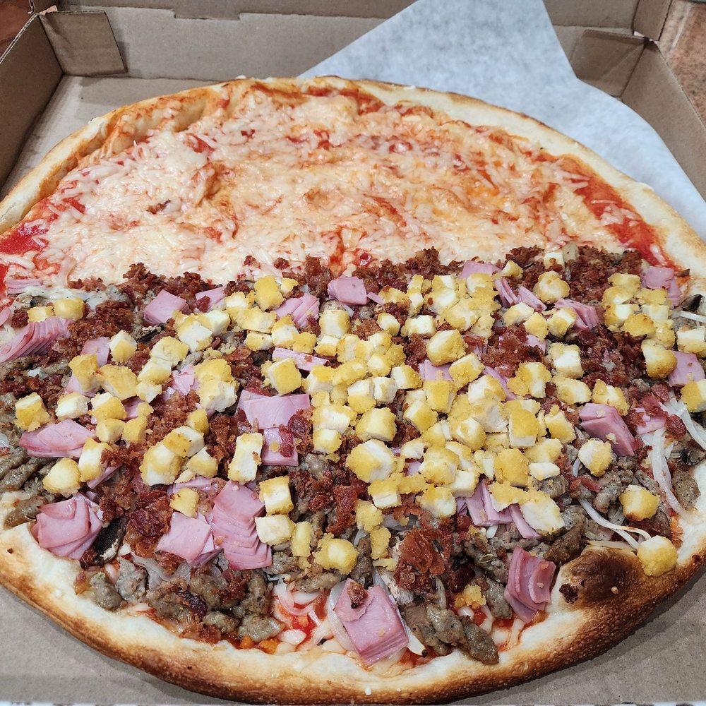 Bravo Pizza - Half dairy-free cheese, and half dairy-free cheese with 6 toppings! - Pizza Near Me - New York, New York