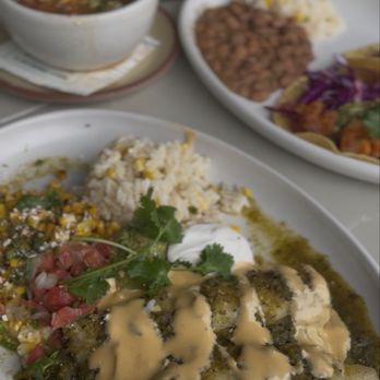 Blanco Cocina + Cantina - Chicken Tinga Enchiladas (with green sauce) - Tacos Near Me - Coronado, California