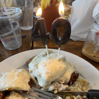 Seven Mile Cafe - Southwestern Bennie with more than likely contraband candles on it.. - Breakfast & Brunch Near Me - Denton, Texas
