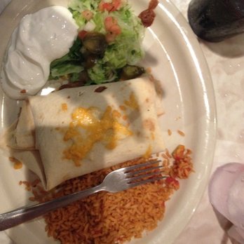 Chuy's - "BIG AS YO' FACE" burrito?  Only if your face is the size of a teeny-tiny newborn baby (see fork for size reference) - Tex-Mex Near Me - Springfield, Virginia