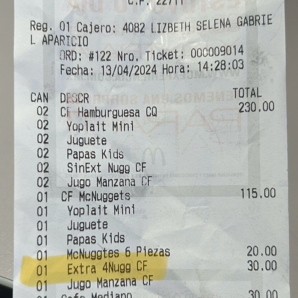 McDonald's - Claramente orden de extra nuggets - Fast Food Near Me - Rosarito, BCN