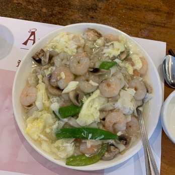 Angel Cafe - Shrimp, silky eggs hor fun. Yums!! - Cantonese Near Me - Vancouver, British Columbia