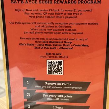 Eat's Ayce Sushi - they have a rewards program! - Japanese Near Me - Alhambra, California