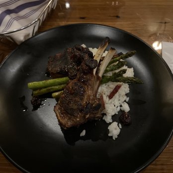 Blue Moon Bistro - Rack of lamb, asparagus, rice - New American Near Me - Beaufort, North Carolina Blue Moon Bistro - Rack of lamb, asparagus, rice - New American Near Me - Beaufort, North Carolina
