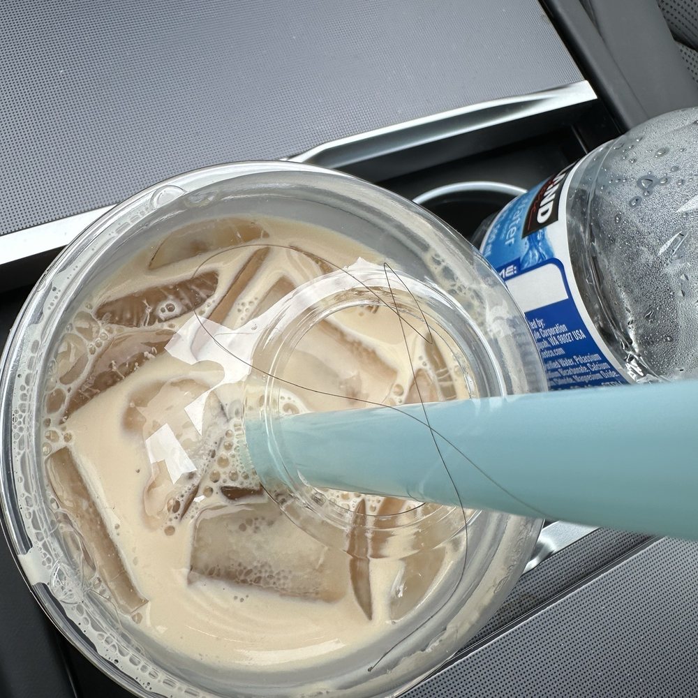Mauritius Brown Bubble Tea - This is the hair I spit out from inside the drink - I definitely don't have this hair length, so they need to quality control the batch - Bubble Tea Near Me - Kenmore, Washington