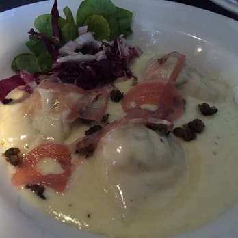 Volterra - Pasta of the day- salmon ravioli - Italian Near Me - Kirkland, Washington