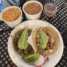 Two taco plate - cactus taco and chicken taco Two taco plate - cactus taco and chicken taco