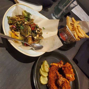 Makers Union - Brussel Sprouts, Parmasean Garlic Fries, Nashville Hot Chicken Tenders - Pubs Near Me - Reston, Virginia Makers Union - Brussel Sprouts, Parmasean Garlic Fries, Nashville Hot Chicken Tenders - Pubs Near Me - Reston, Virginia