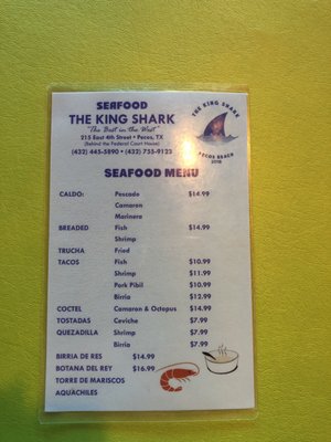 Menu photo 3 The King Shark Pecos, TX