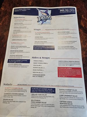 Menu photo 3 Peck's Seafood Restaurant Slidell, LA
