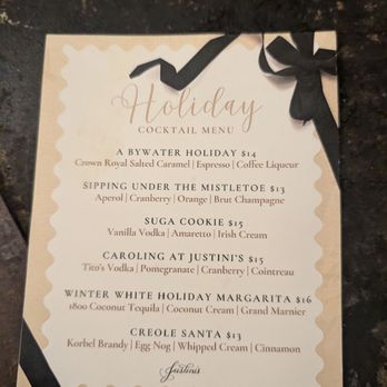 JusTini’s - Holiday menu - Seafood Near Me - New Orleans, Louisiana