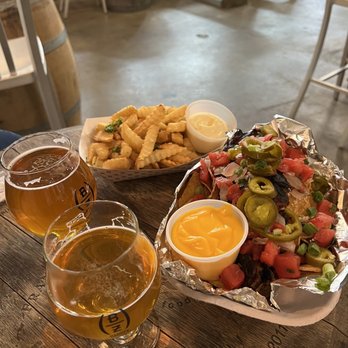 Barrel House Z - a plate of food and a glass of beer - Breweries Near Me - Weymouth, Massachusetts