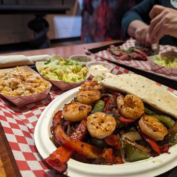 Divine Distillers - The Shrimp Fajitas plate is massive and so tasty - Distilleries Near Me - Independence, Oregon