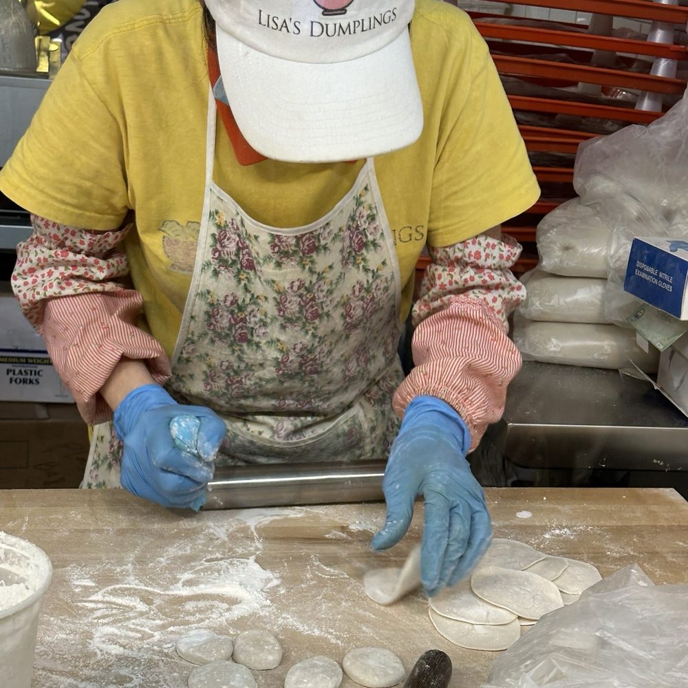 Lisa's Dumplings - Making dumpling skin - Chinese Near Me - New York, New York Lisa's Dumplings - Making dumpling skin - Chinese Near Me - New York, New York