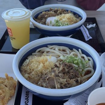 Marugame Udon - Large Nikutama, Calamansi drink, tempura chicken - Japanese Near Me - Torrance, California