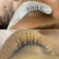 Eye lash extensions before and after