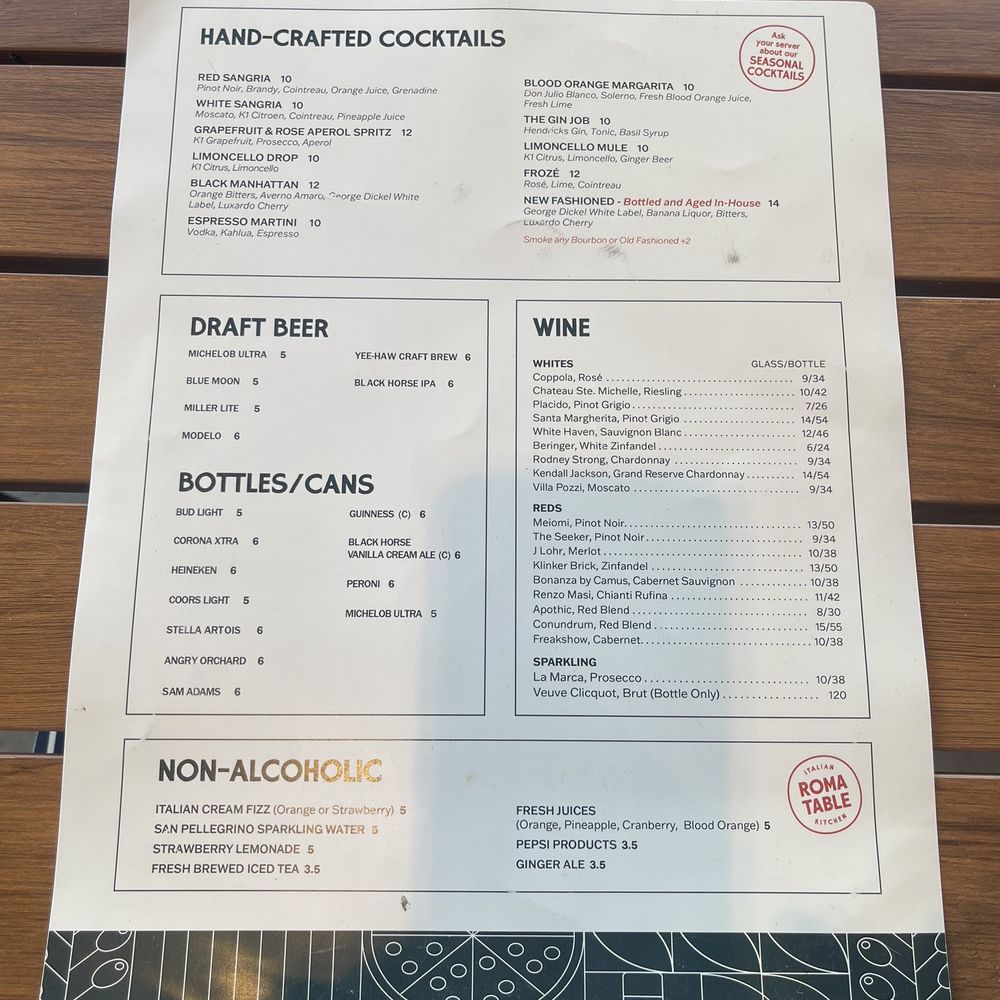 Roma Table - Drinks Menu - Roma Table (Sevierville, TN) - Italian Near Me - Sevierville, Tennessee Roma Table - Drinks Menu - Roma Table (Sevierville, TN) - Italian Near Me - Sevierville, Tennessee