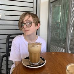 Amo Gelato - Me drinking an iced coffee