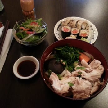 Shizen Ya - Lunch combo: Chicken breast udon, mini sushi platter and a salad. - Japanese Near Me - Vancouver, British Columbia Shizen Ya - Lunch combo: Chicken breast udon, mini sushi platter and a salad. - Japanese Near Me - Vancouver, British Columbia