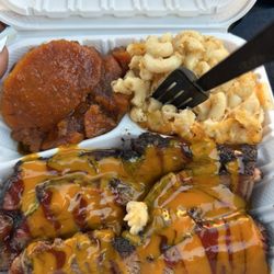 Good tasty Brisket, Mac & Cheese, & sweet yams. Yum