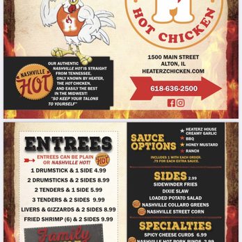 Heaterz Chicken - Menu. - Chicken Shop Near Me - Alton, Illinois