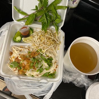 Pho 07 Vietnamese Restaurant - Chicken Pho. Chicken soup with a side of sprouts onions and other condiments. - Vietnamese Near Me - Sunrise, Florida