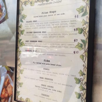 Pitas Bites - a menu for a restaurant - Mediterranean Near Me